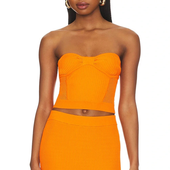 Central Park West Sage Strapless Top In Orange - Picture 1 of 6